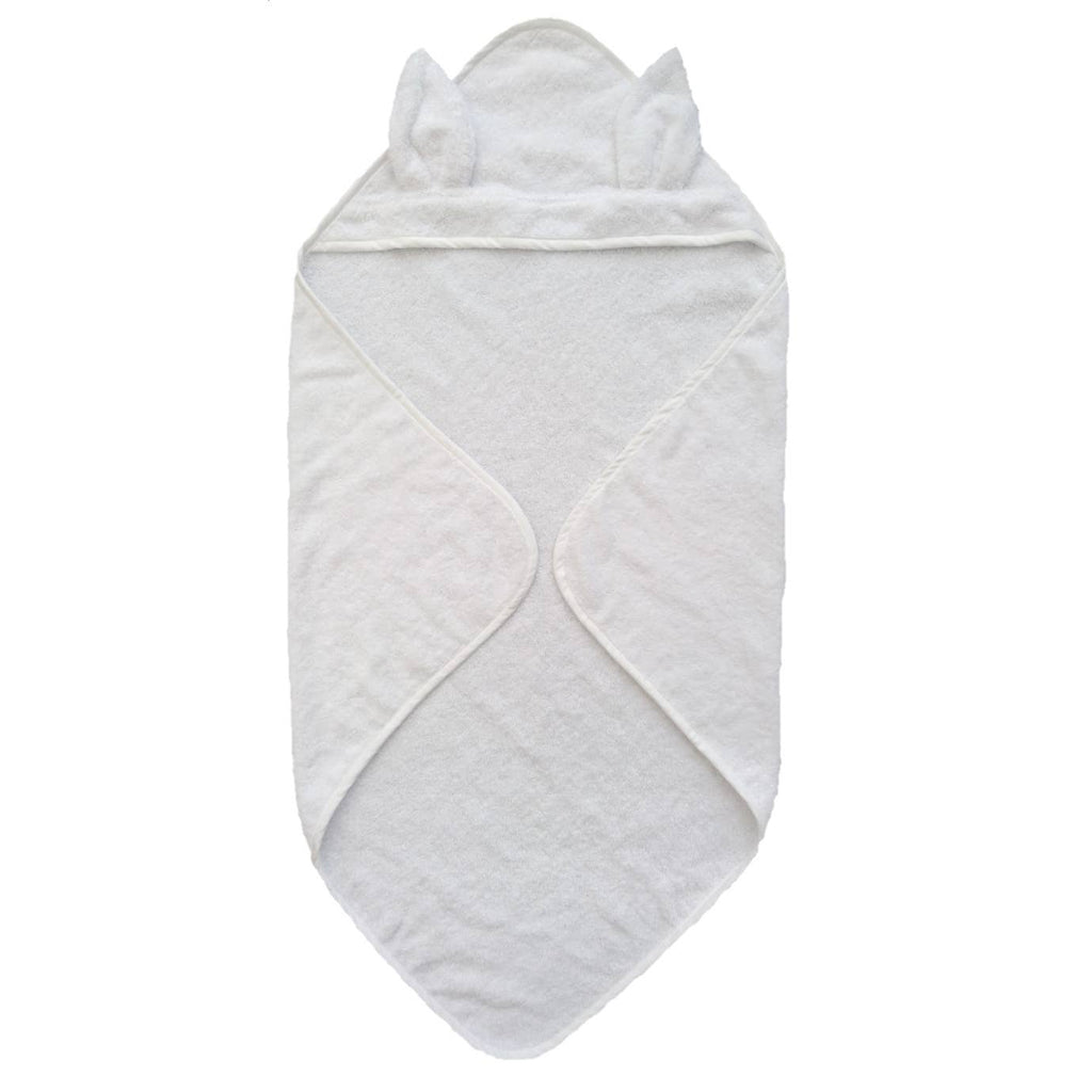 Organic Hooded Baby Towel Rabbit White