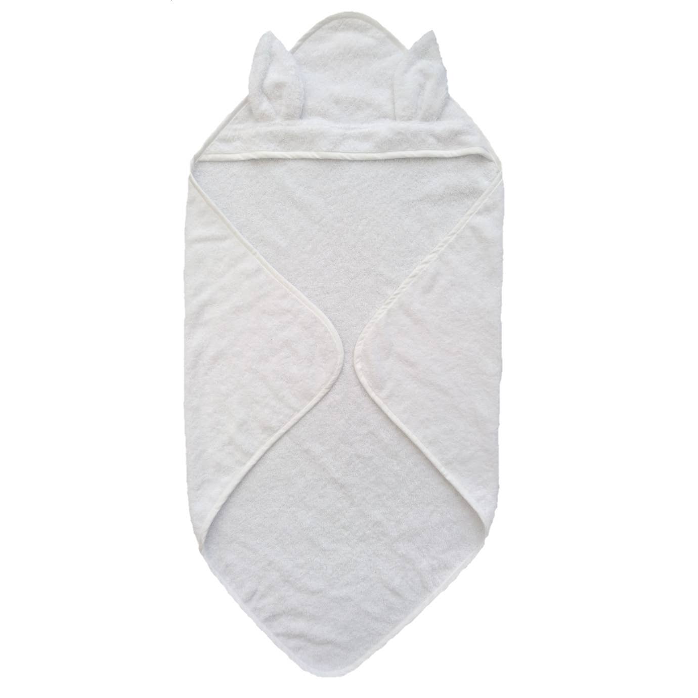 Organic Hooded Baby Towel Rabbit White