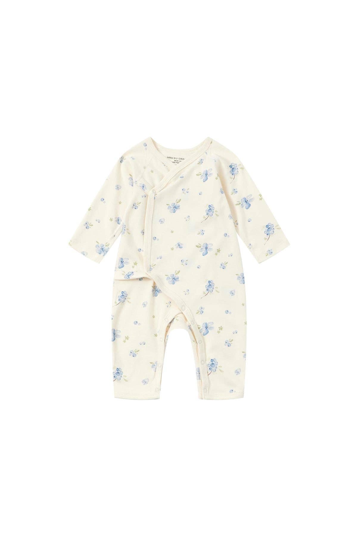 Baby Organic Kimono Sleeper-Blueberry