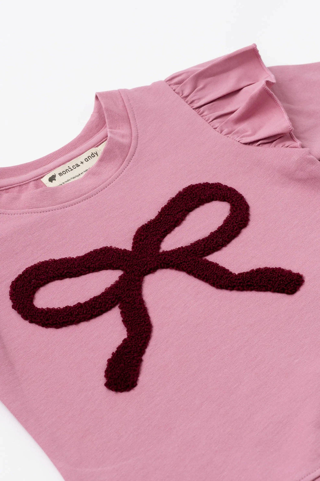 Kids Double Ruffle Sweatshirt_Pink Ribbons