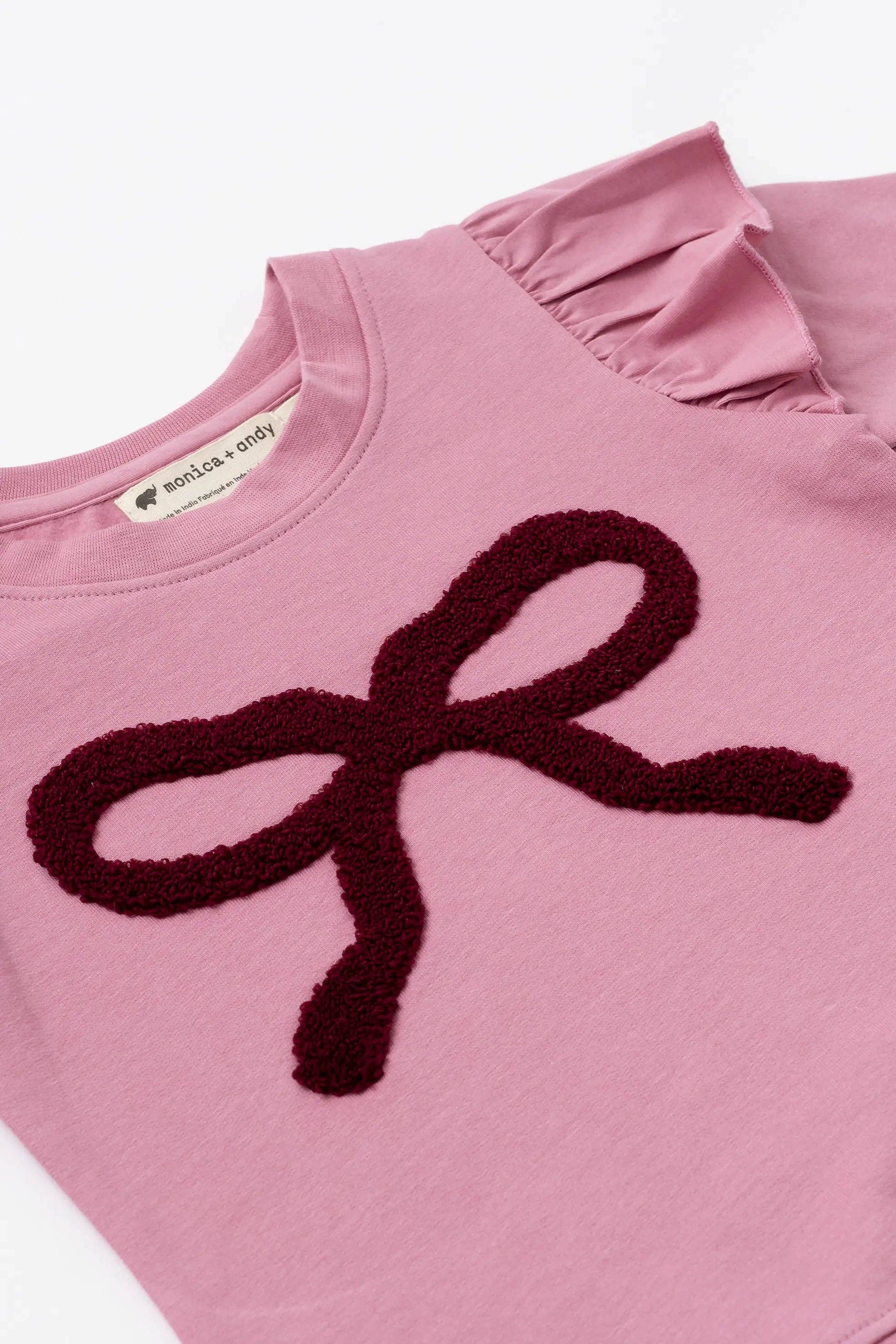 Kids Double Ruffle Sweatshirt_Pink Ribbons