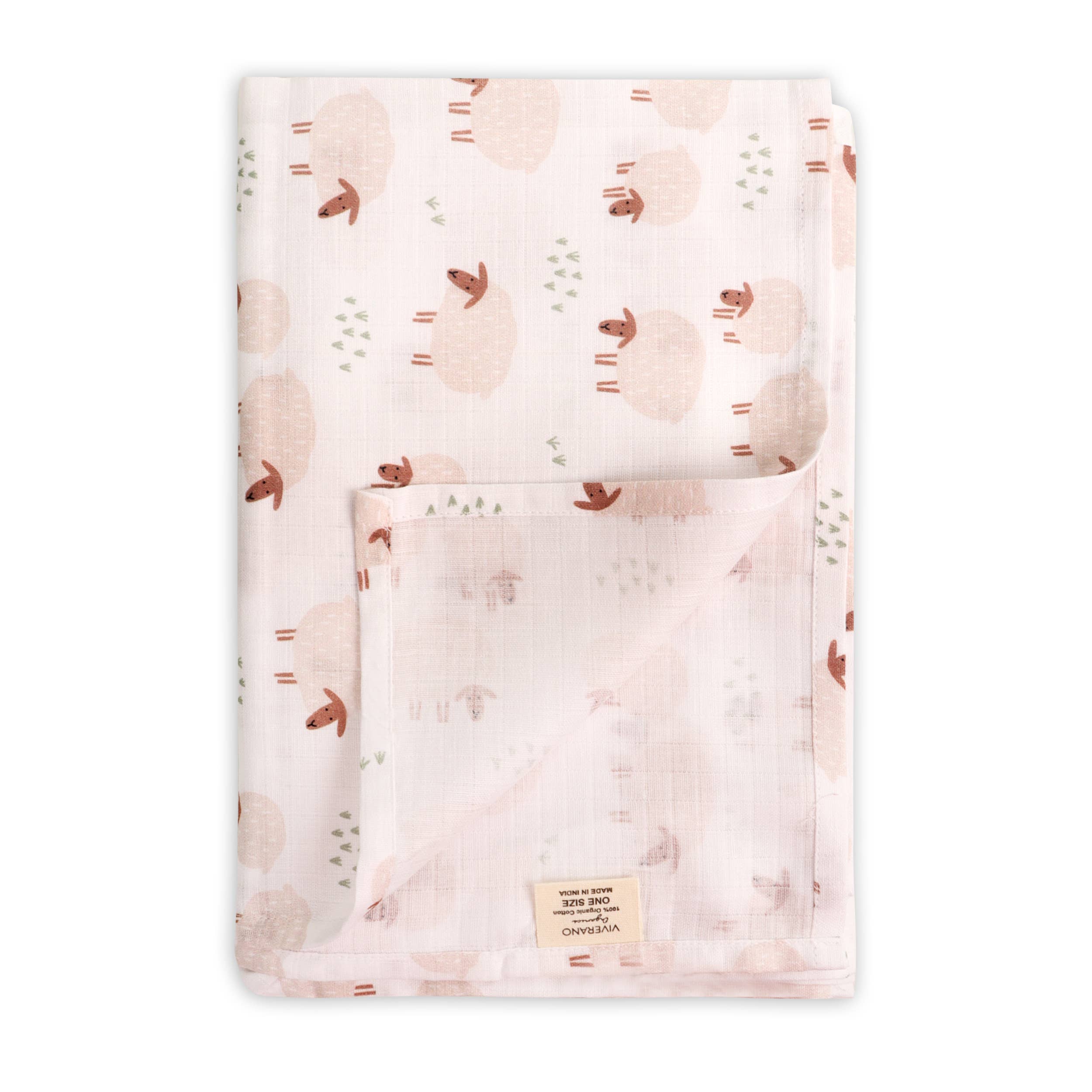Sheep Baby Swaddle Blanket (Organic Muslin): NATURAL / ONE SIZE