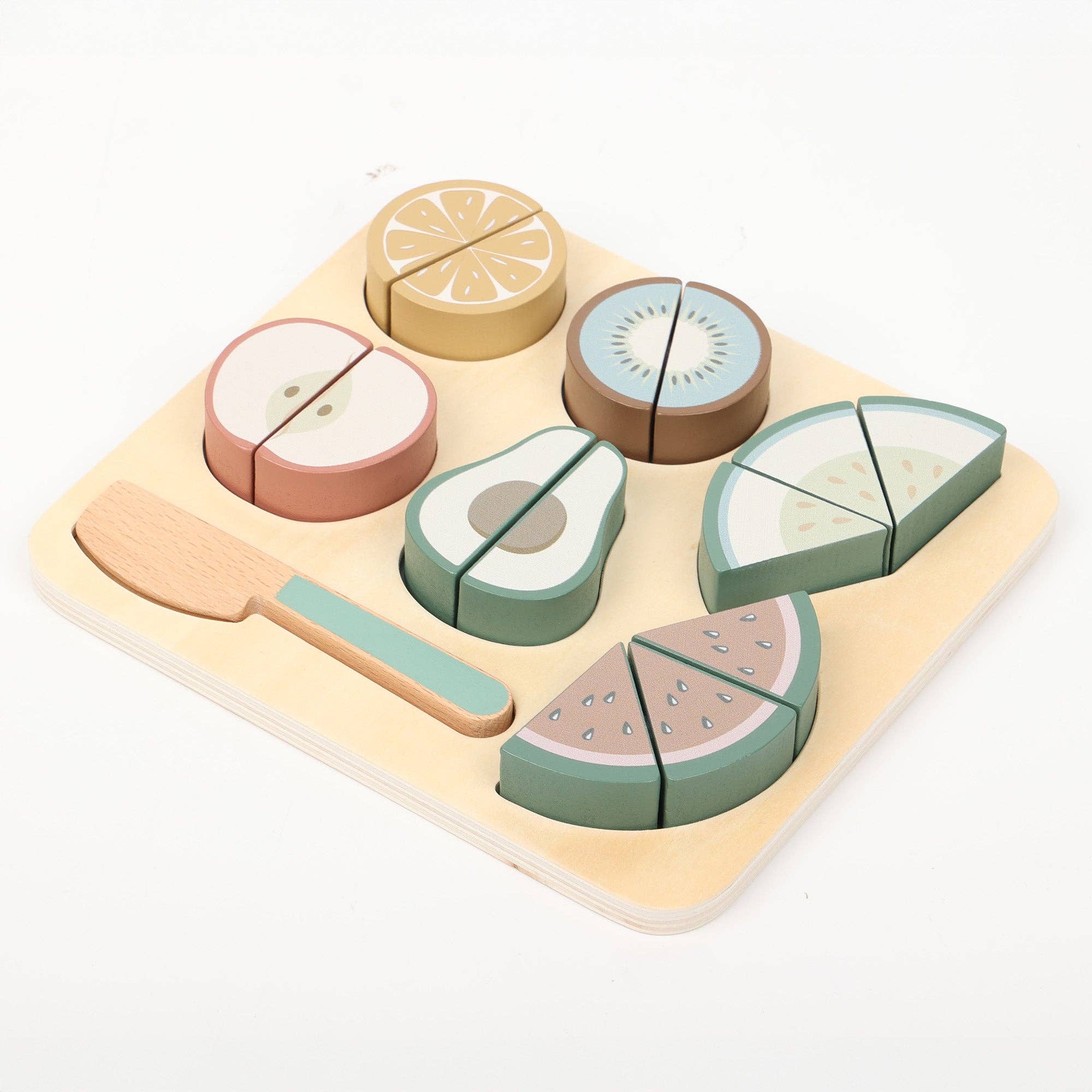 Wooden Fruit Cutting Puzzle - Velcro Play Food Set Ages 18m+