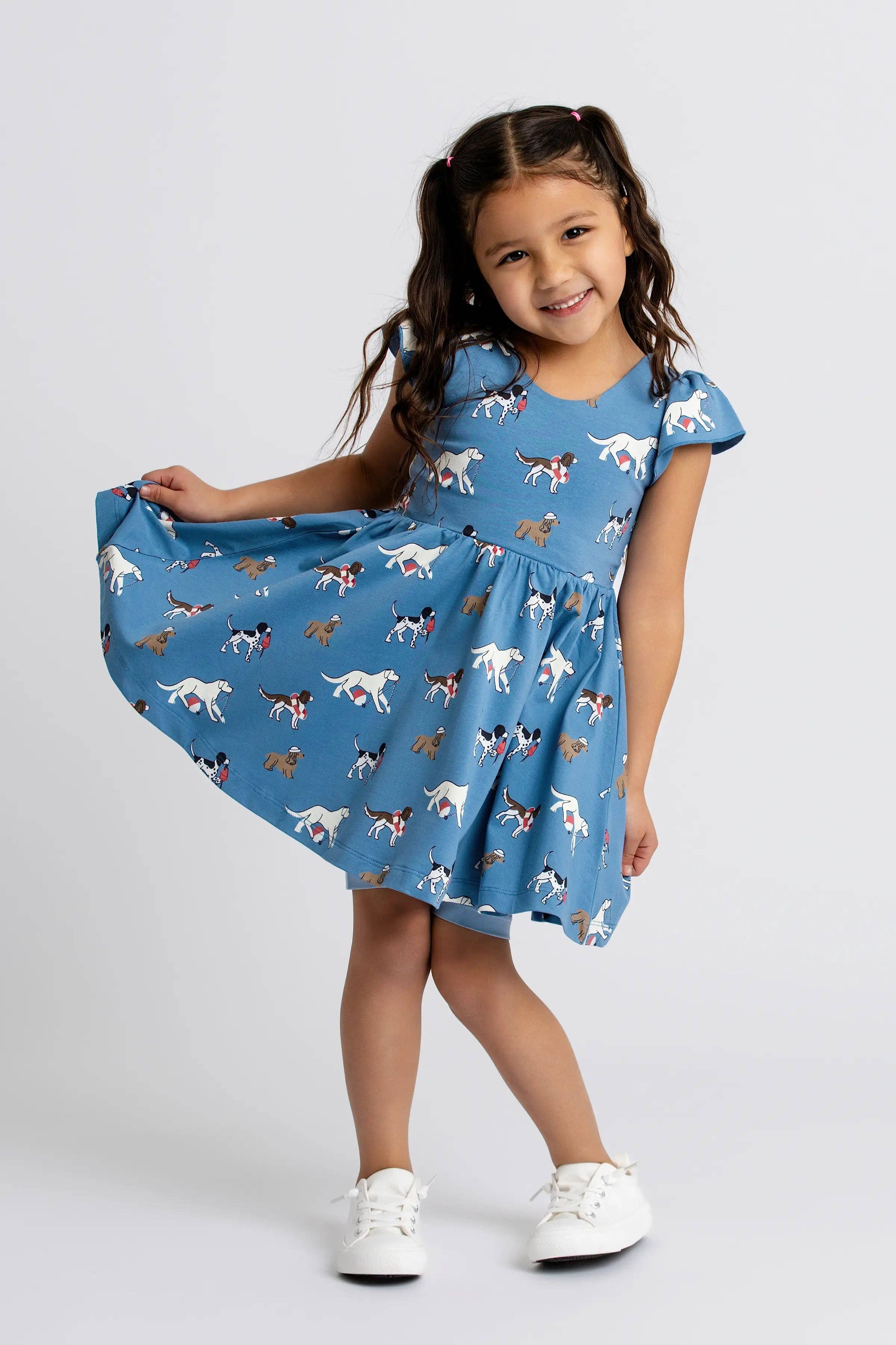 Kids Short Sleeve Let's Dance Dress Nantucket Pups