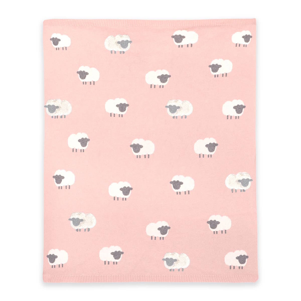 Woolly Lamb 3D - Organic Cotton Jacquard Knit Baby Blanket: Rosewood Pink