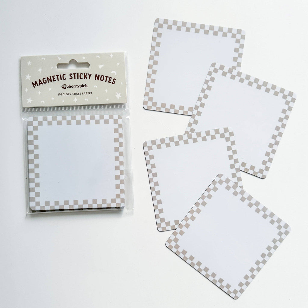 Magnetic Sticky Notes (10pc Dry Erase Labels): Neutral Check