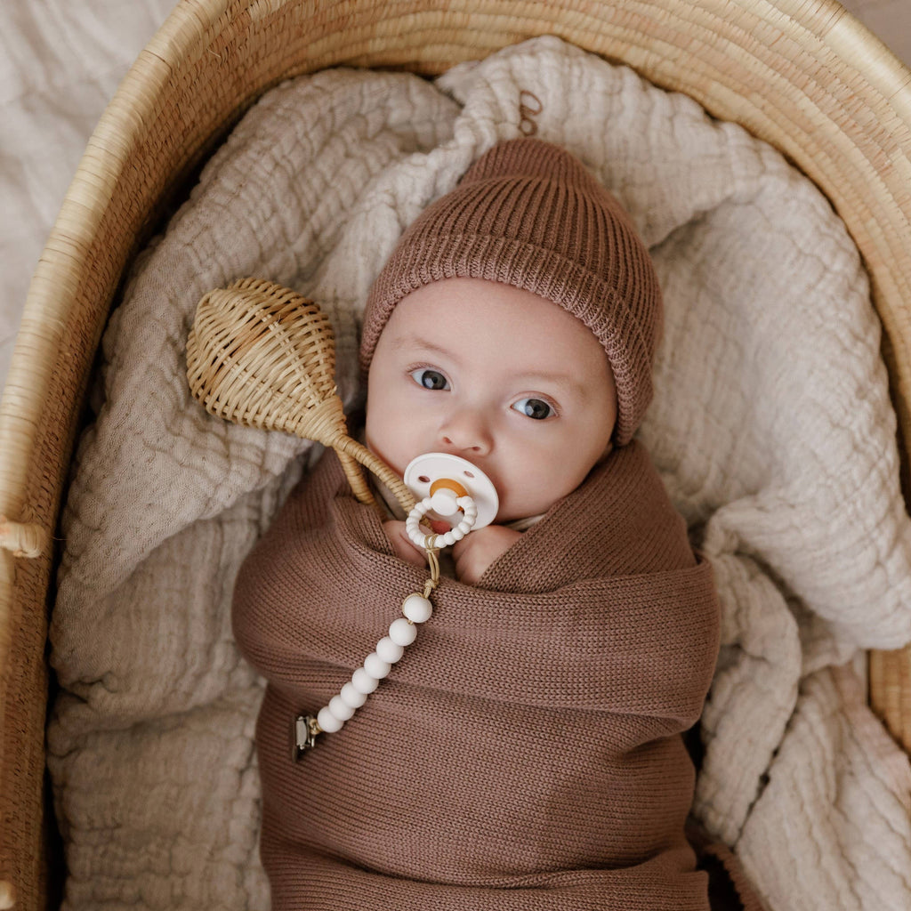 Luladream Pacifiers - Natural Rubber Nipple: Camel + Cream + Clips