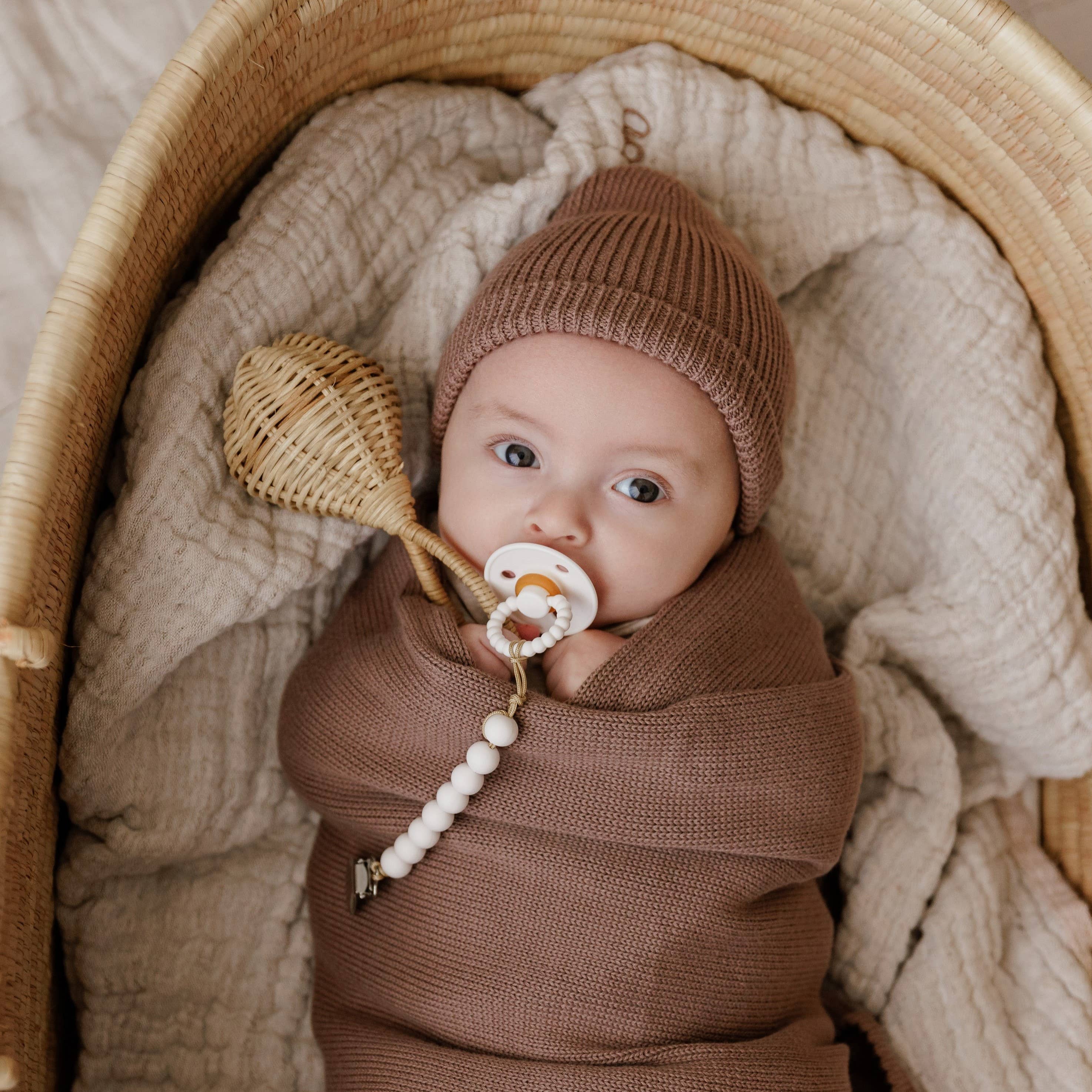Luladream Pacifiers - Natural Rubber Nipple: Camel + Cream + Clips