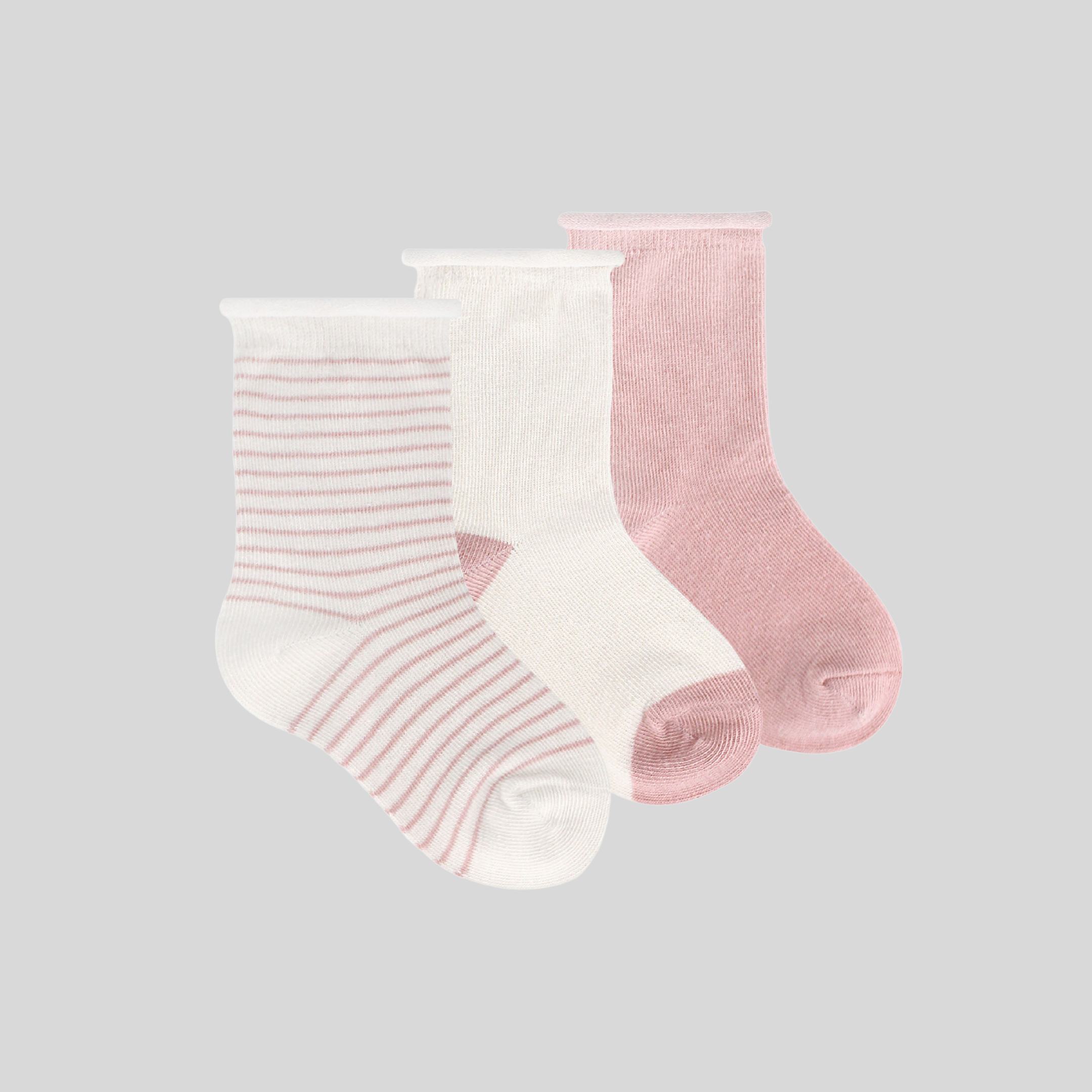 Organic Cotton Rose Toddler 3 Pack Socks