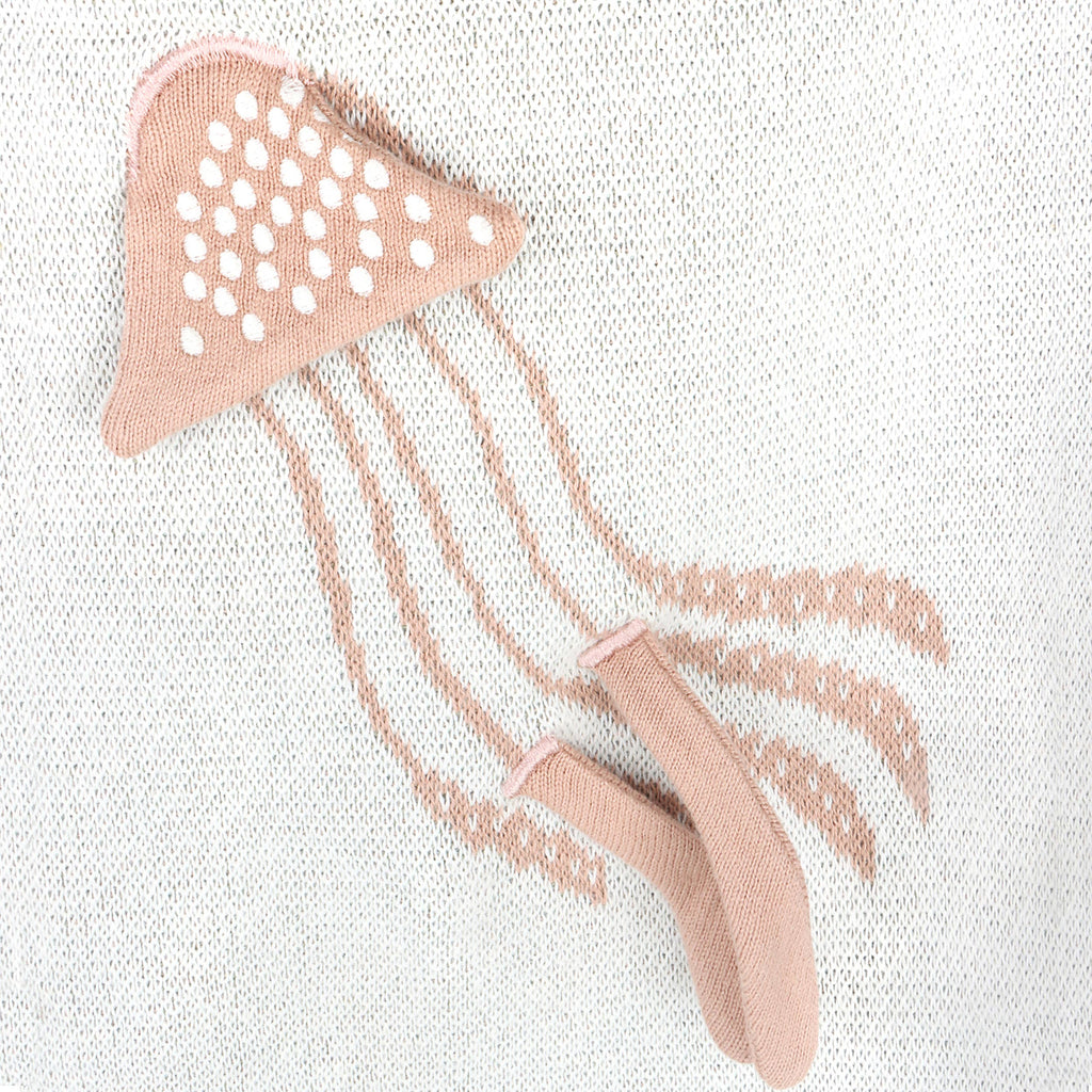 Ocean Jellyfish 3D - Organic Jacquard Knit Baby Blankets: Natural / One Size