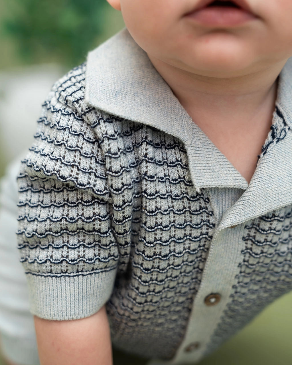 Miles Wave Textured Baby Shirt & Shorts Set Organic