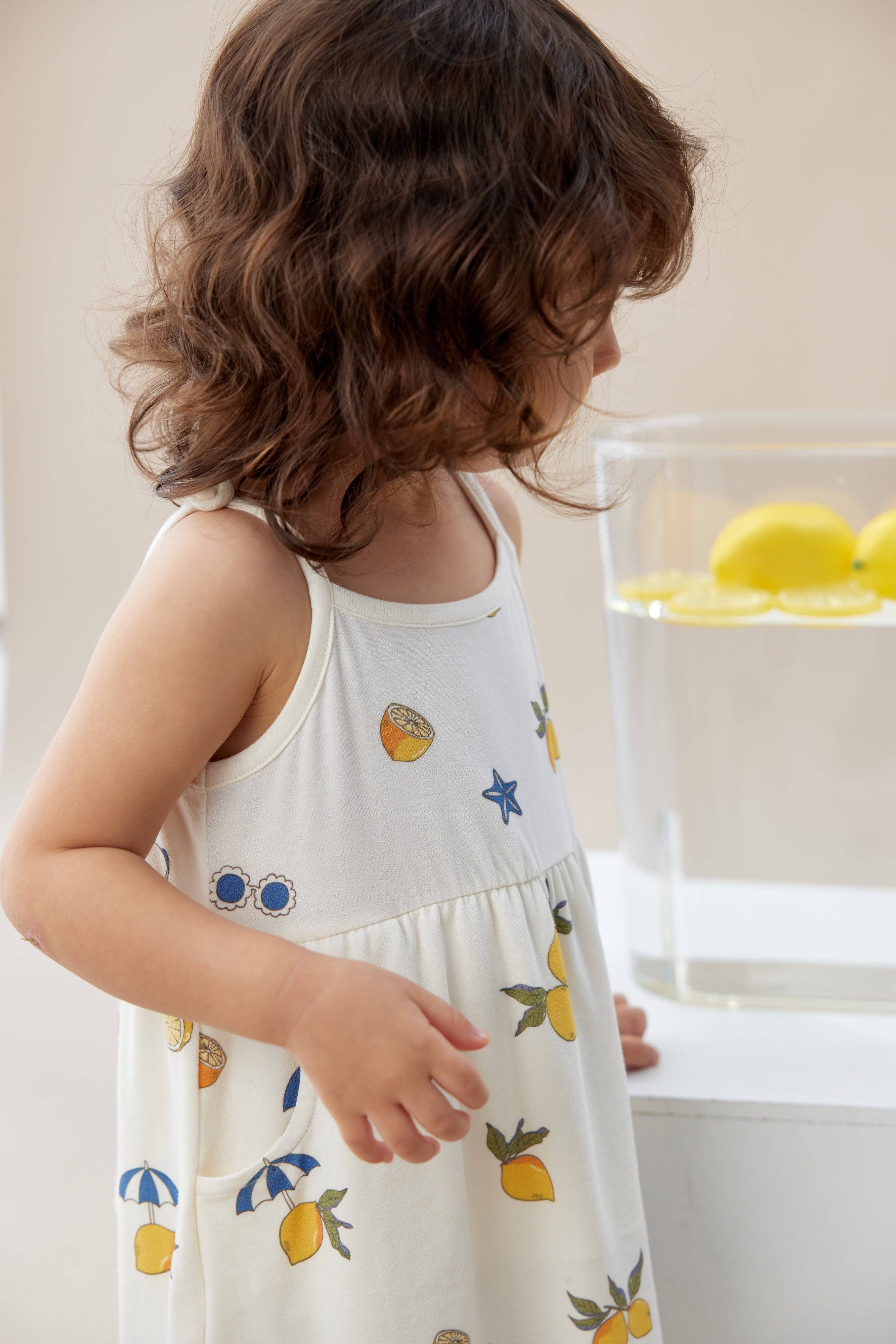 Girl Ruffle Tank Dress-Lemon