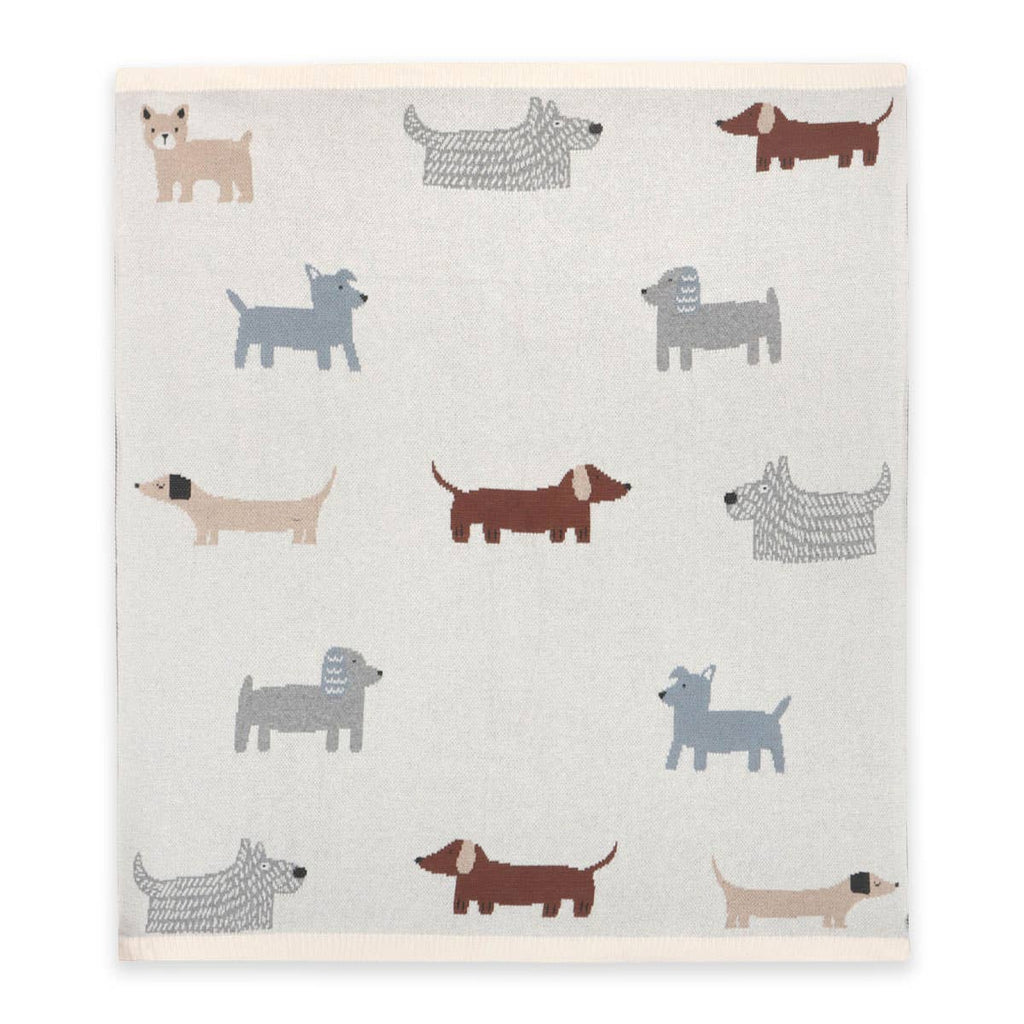 Buddy Dog - Organic Jacquard Sweater Knit Baby Blanket: Natural / One Size