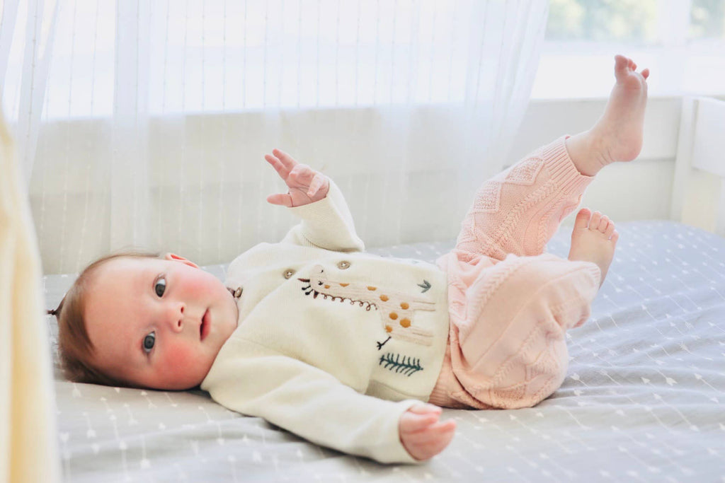 Animal Safari Organic Embroidered Baby Cardigan Sweater Natural