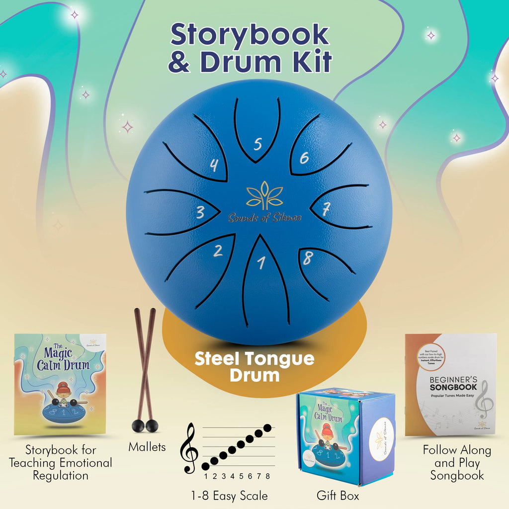 Magic Calm Drum Tongue Drum, Songbook and Storybook (PINK)