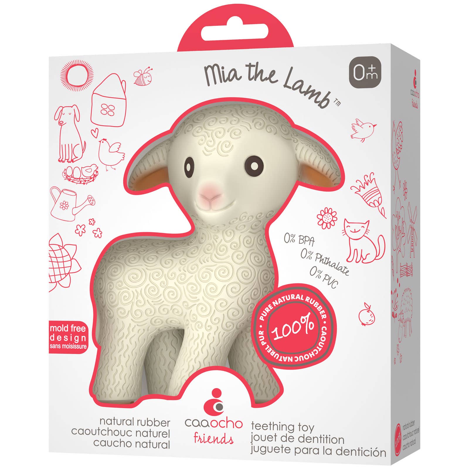 Natural Rubber Teether Lamb, Non-Toxic, Mold-free Design