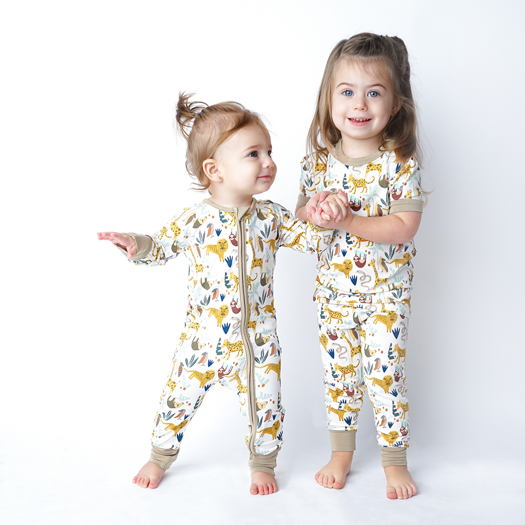 Jungle Friends Bamboo Pajama Convertible Footie Romper