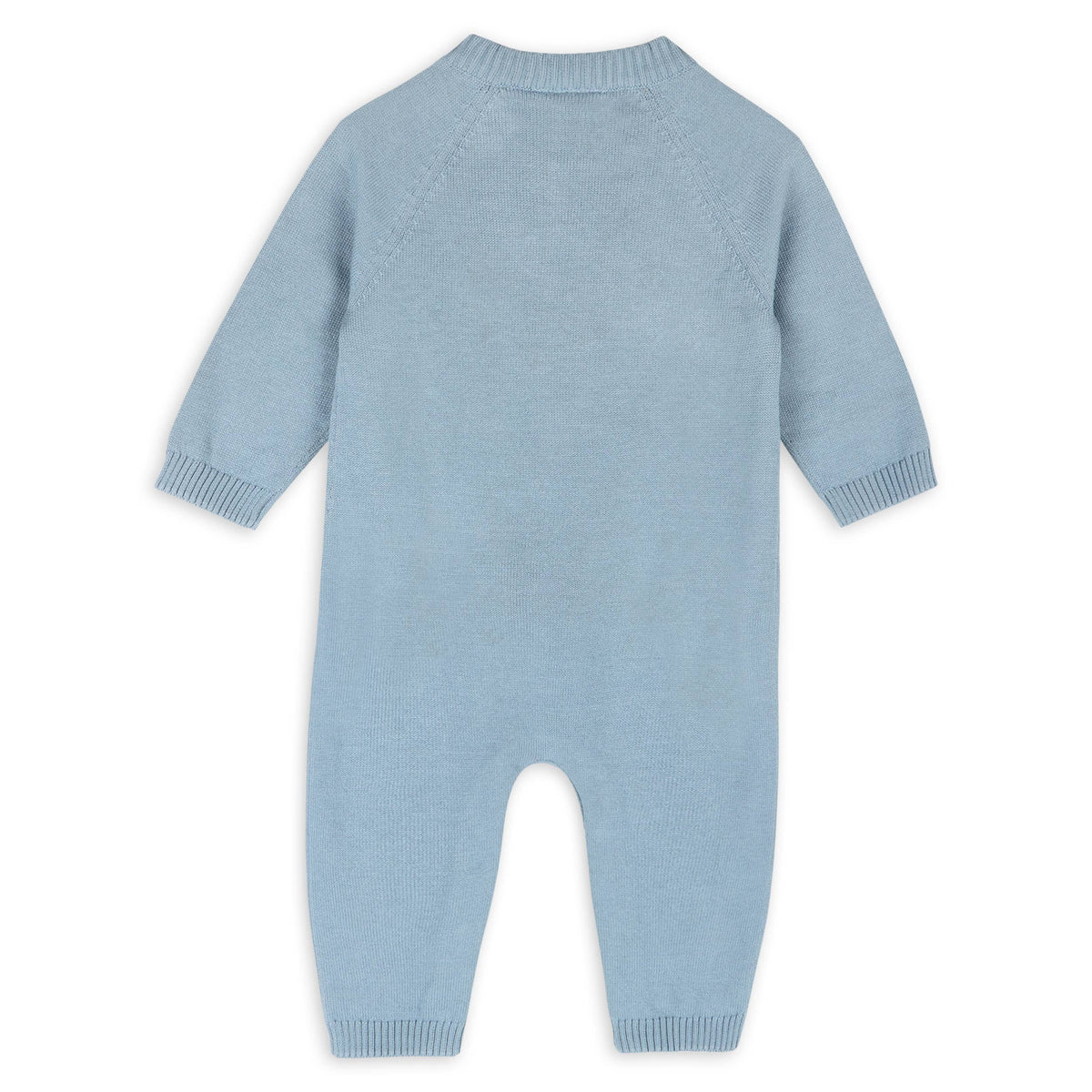 Horse Face Organic Cotton Jacquard Knit Baby Jumpsuit: Mineral Blue