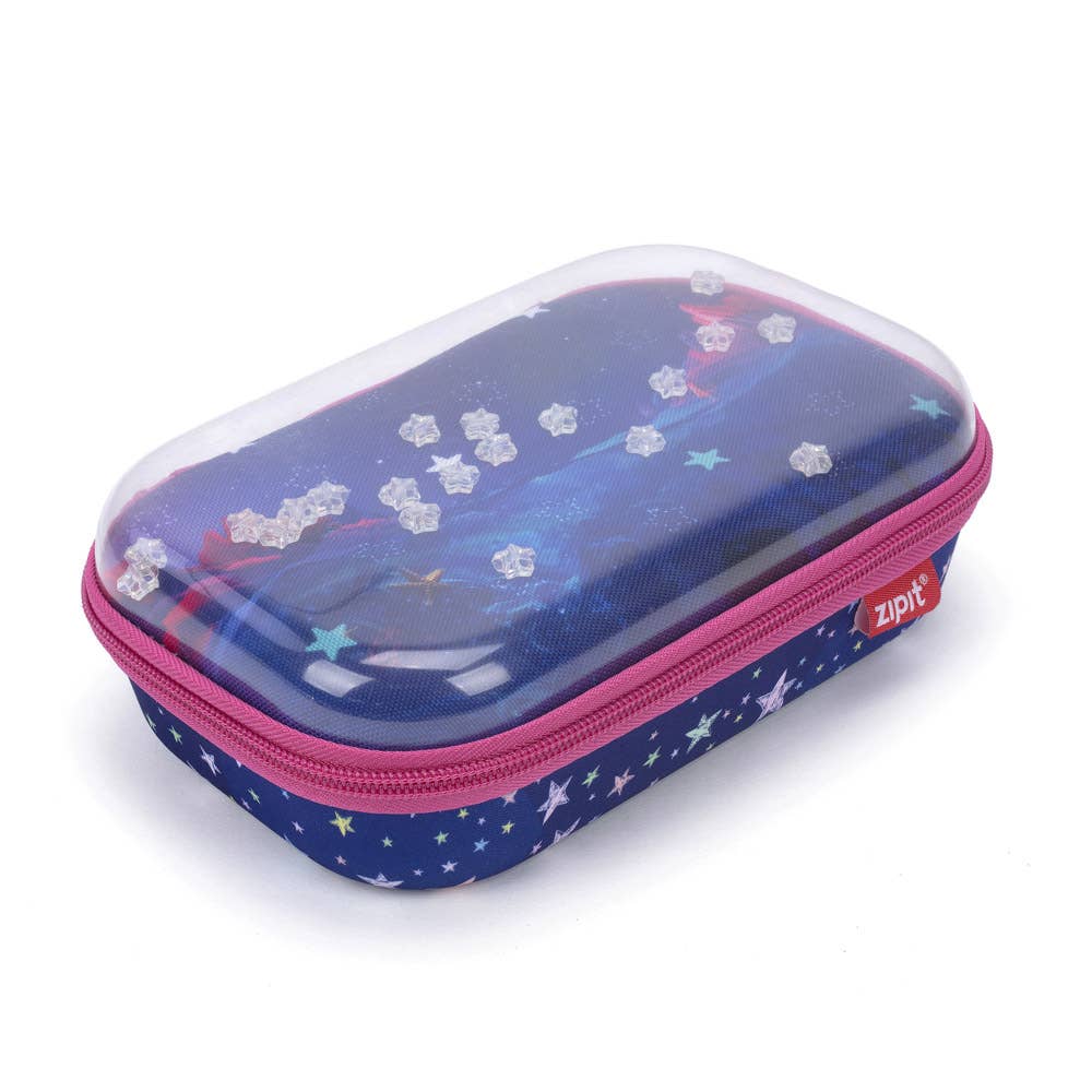 ZIPIT Stars Clear Top Box, Pencil Case, Gift for Girls