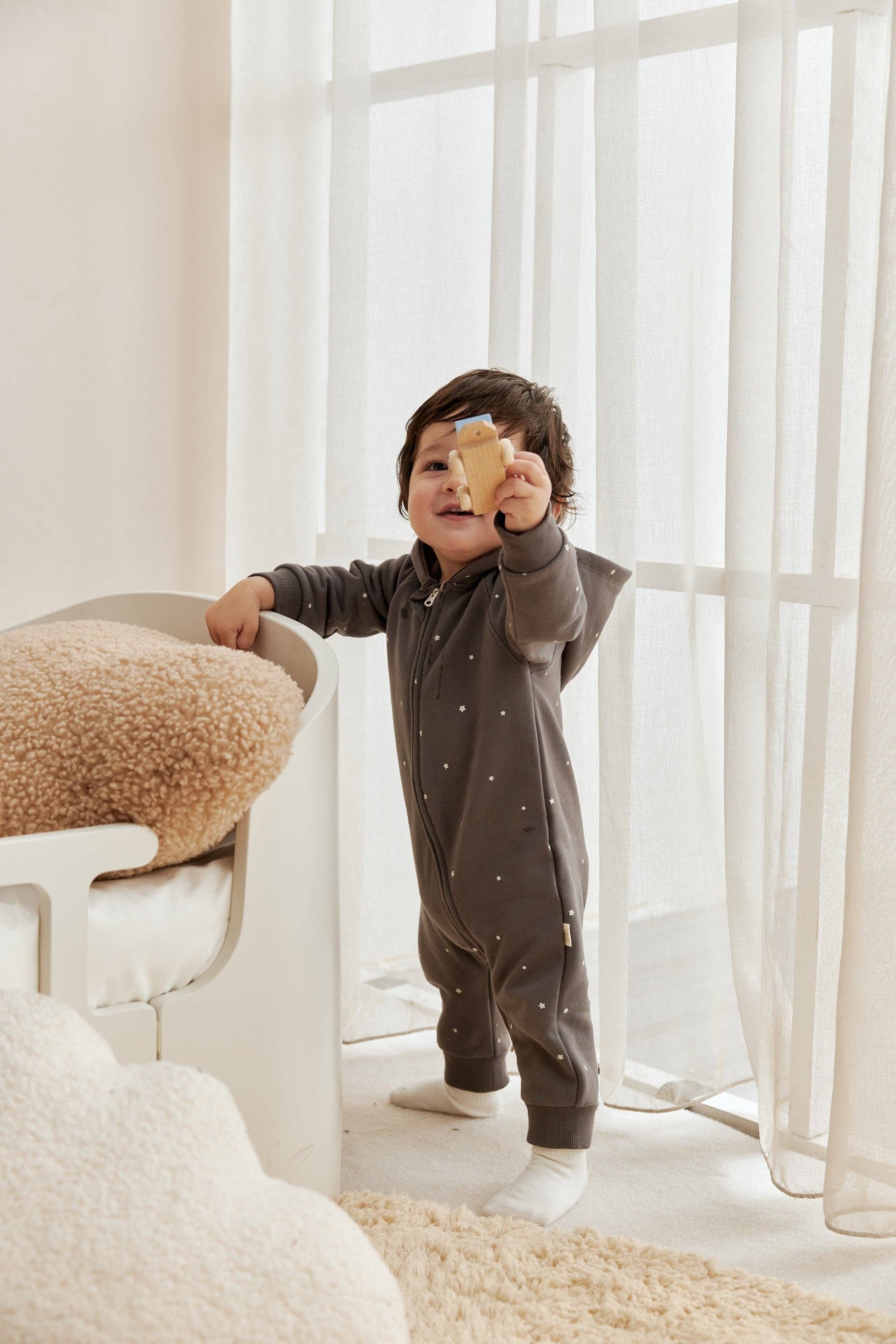 Baby Fleece Organic Cotton Bodysuit-stars