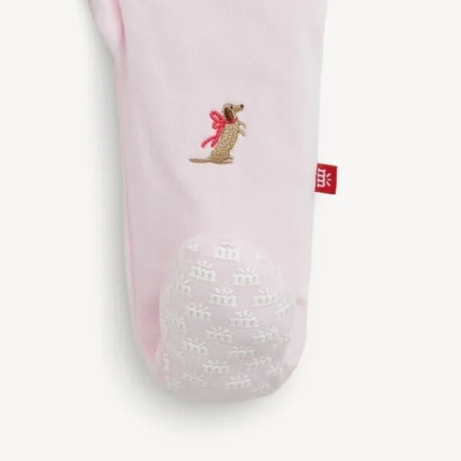 Velour Embroidered Dogs Pink Magnetic Me Footie