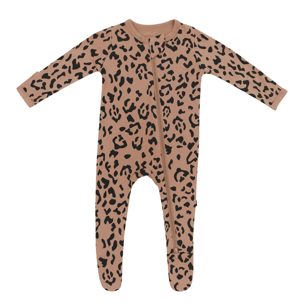 Latte Leopard Zippered Footie Pyjama