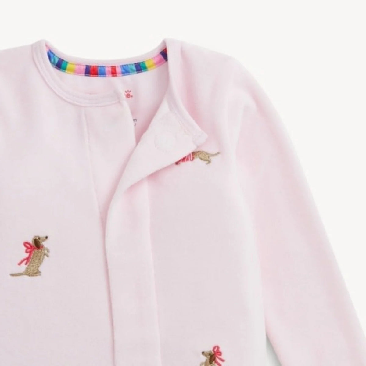 Velour Embroidered Dogs Pink Magnetic Me Footie