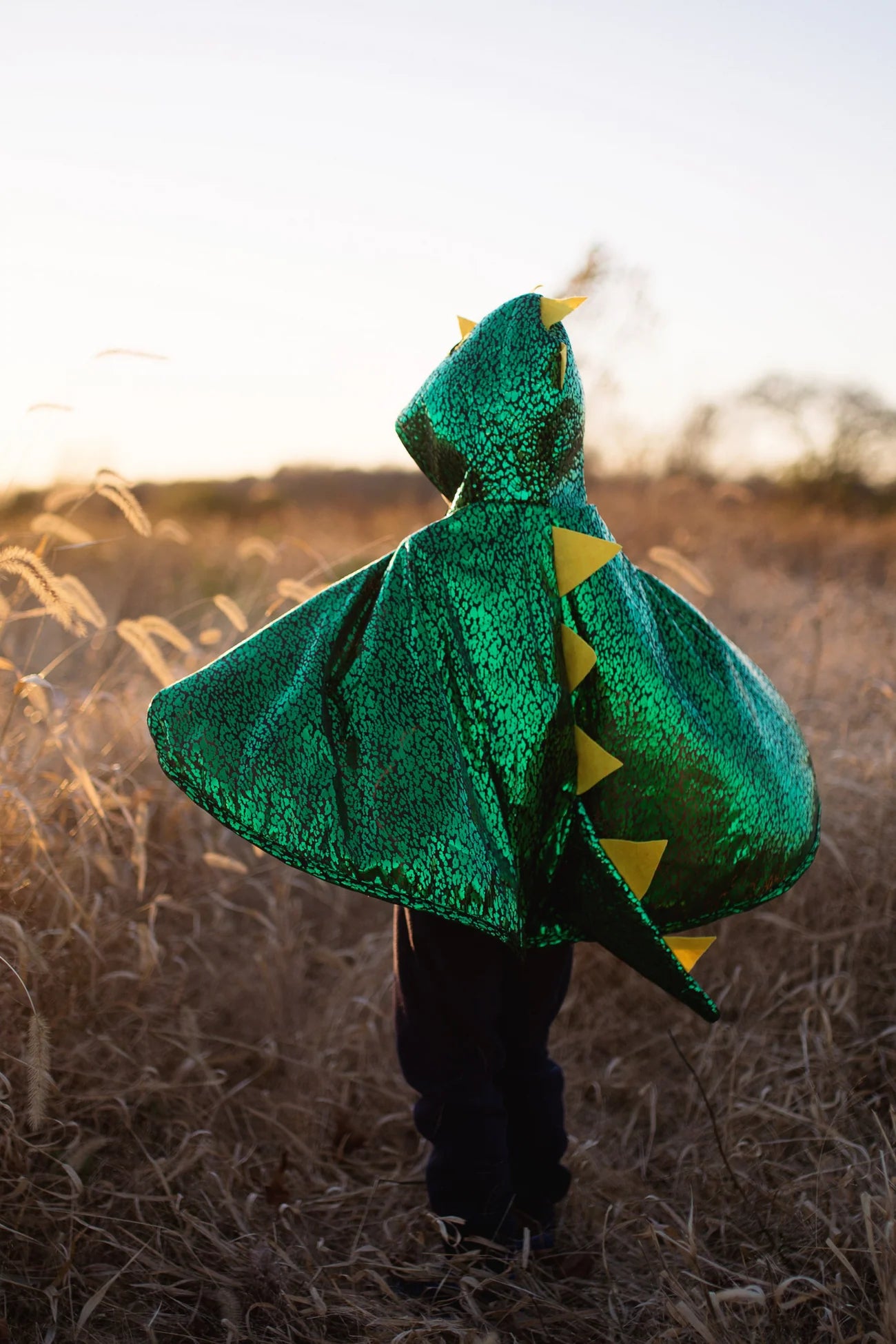 Toddler Dragon Cape Metallic Green