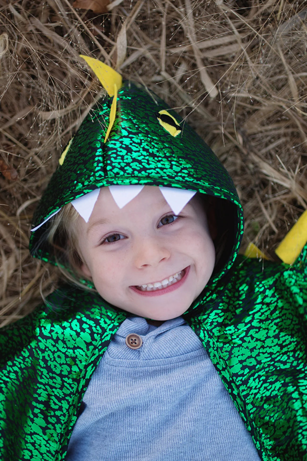 Toddler Dragon Cape Metallic Green