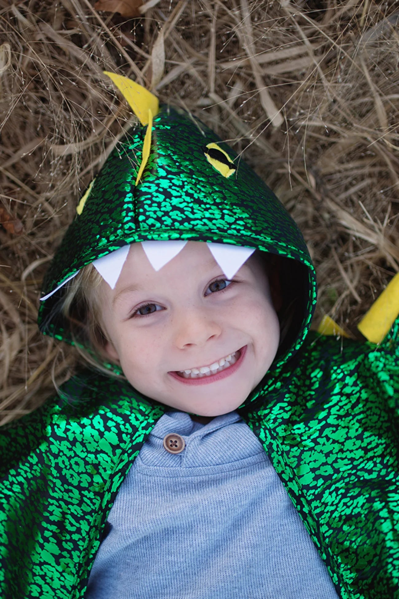 Toddler Dragon Cape Metallic Green