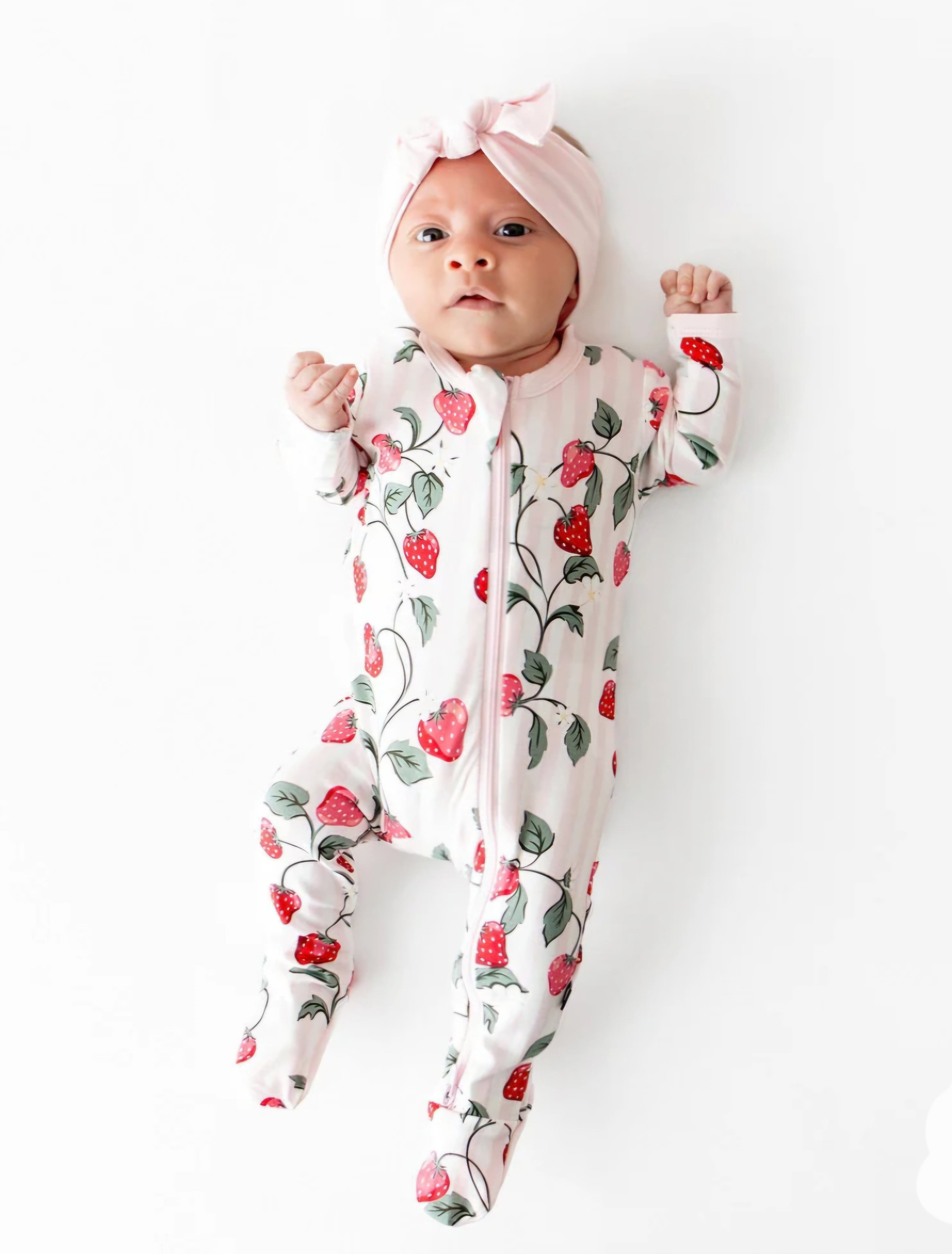 Strawberry Fields Zippered Footie Pajama