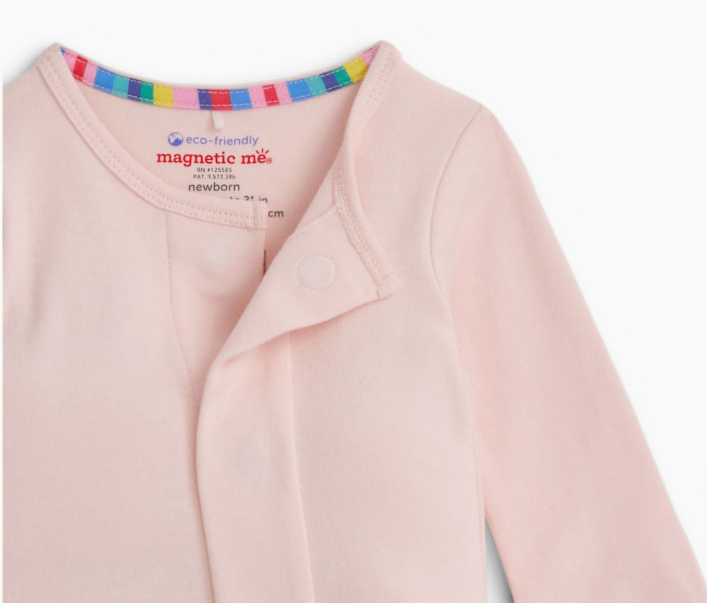 Classic Pink Organic Cotton Magnetic Footie