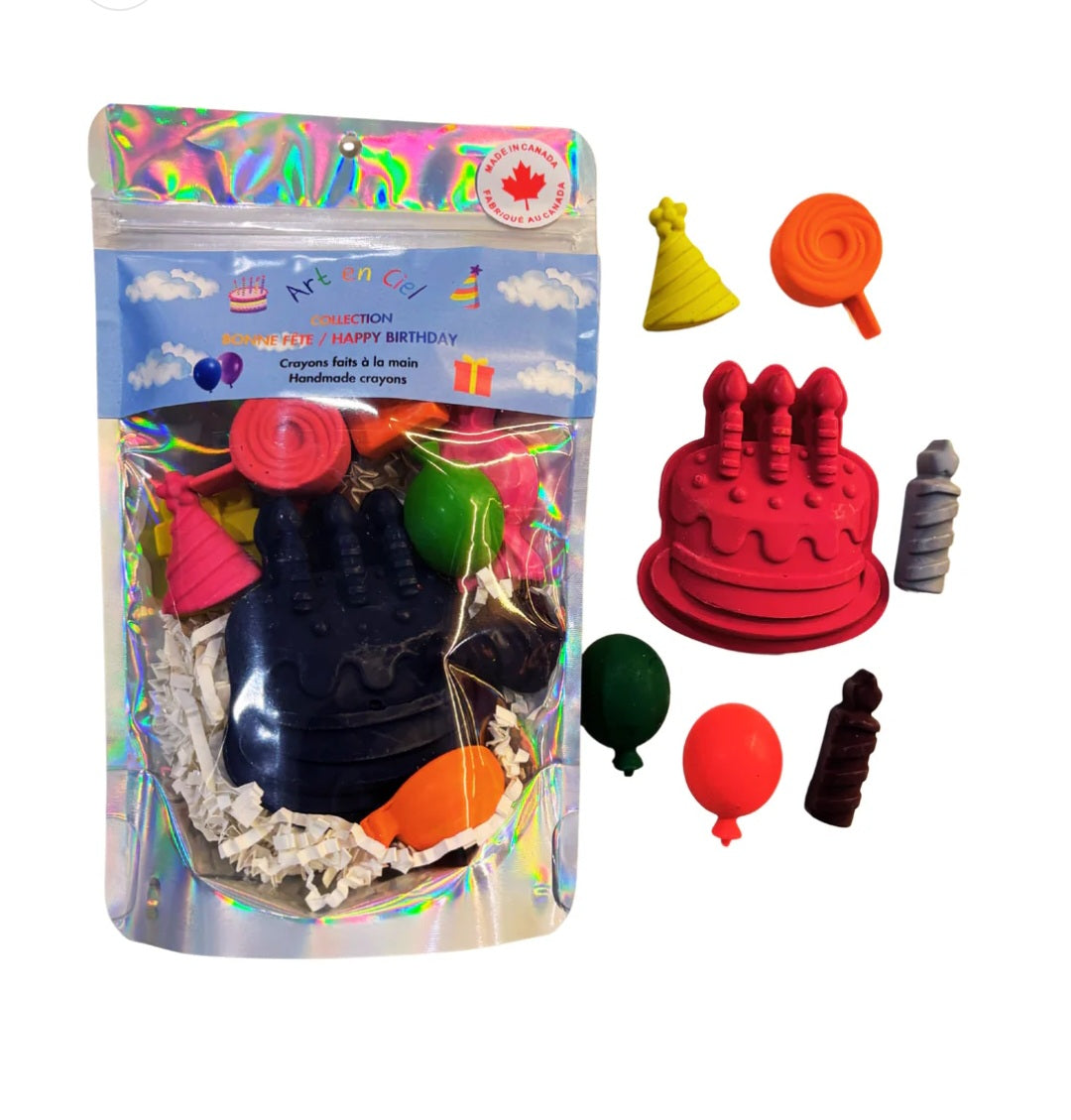 Happy Birthday Handmade Crayons - Bonne fête - Crayons faits à la main
