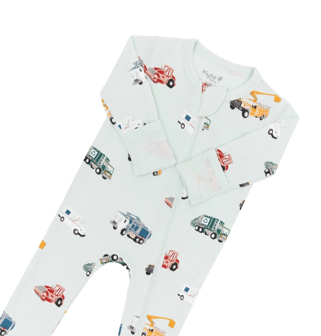 City Vehicles Zippered Footie Pajama