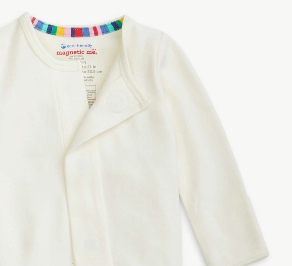 Classic White Organic Cotton Magnetic Footie