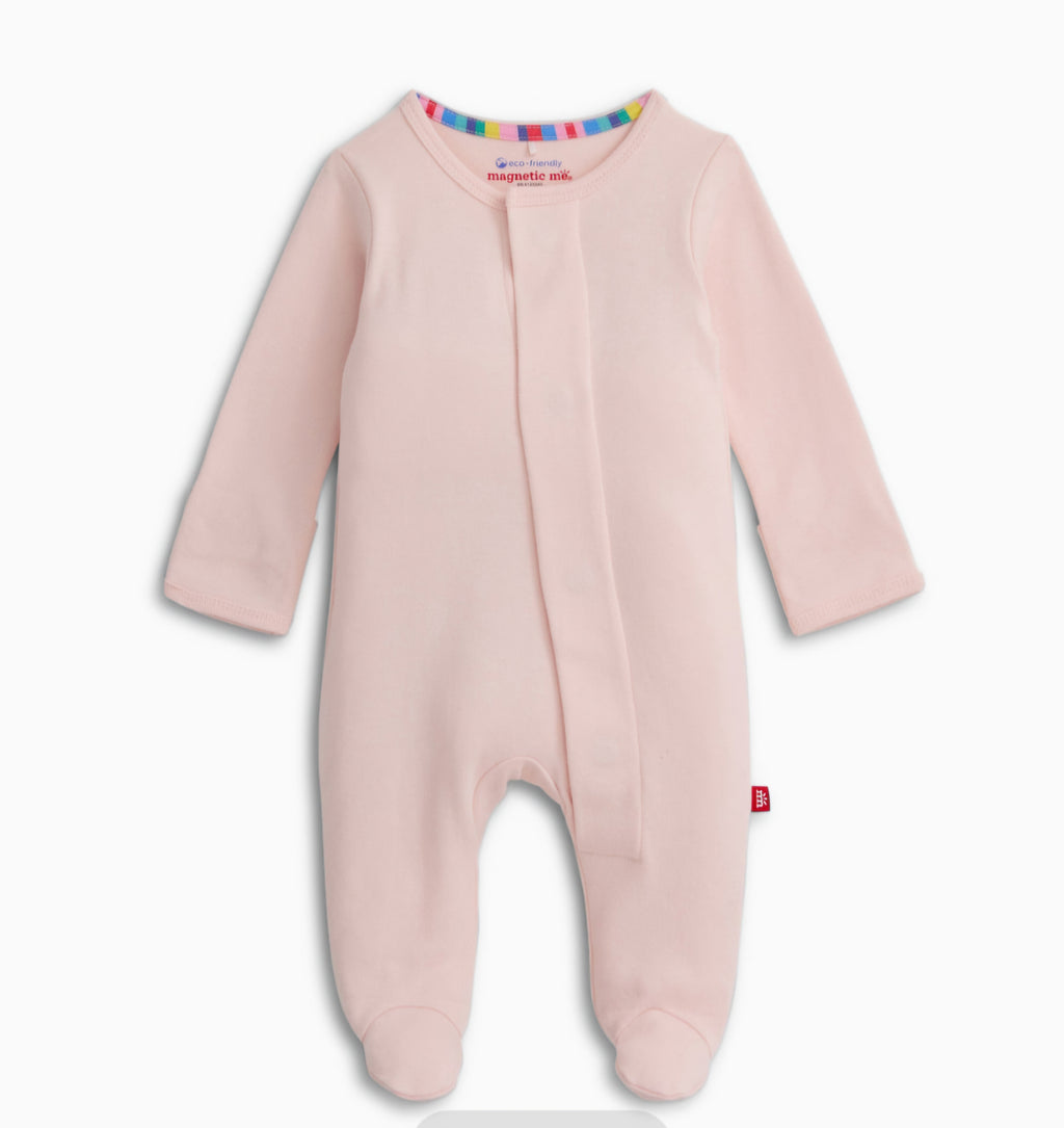 Classic Pink Organic Cotton Magnetic Footie