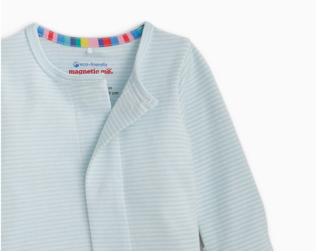 Classic Blue Stripe Organic Cotton Magnetic Footie