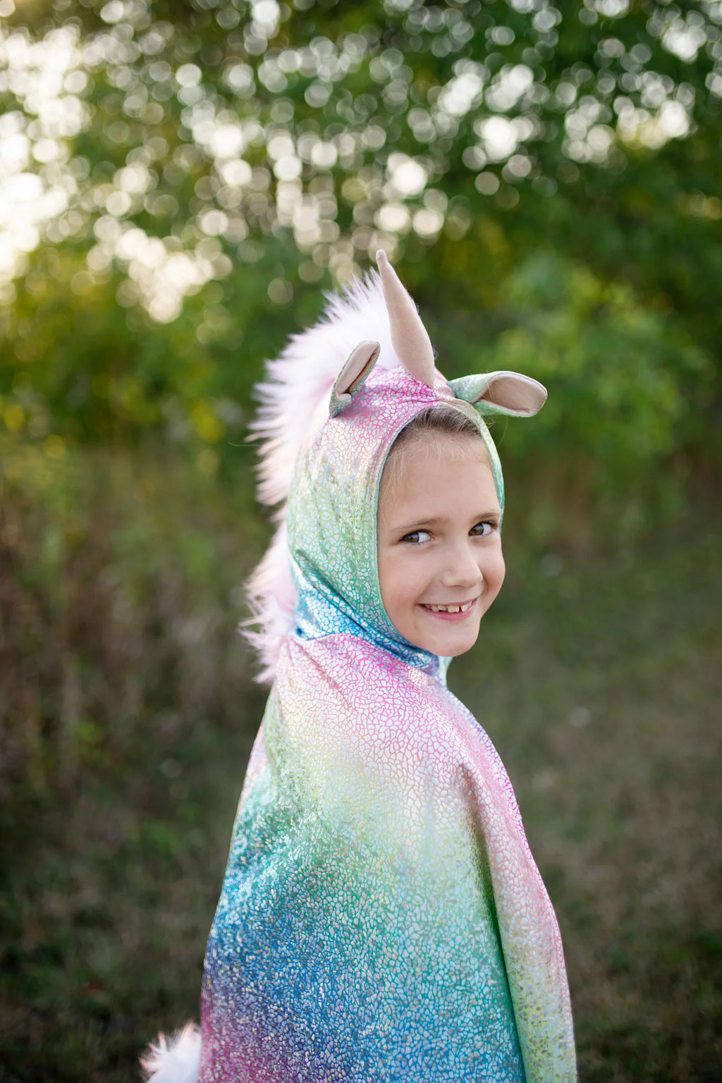 Rainbow Reversible Unicorn dragon Cape