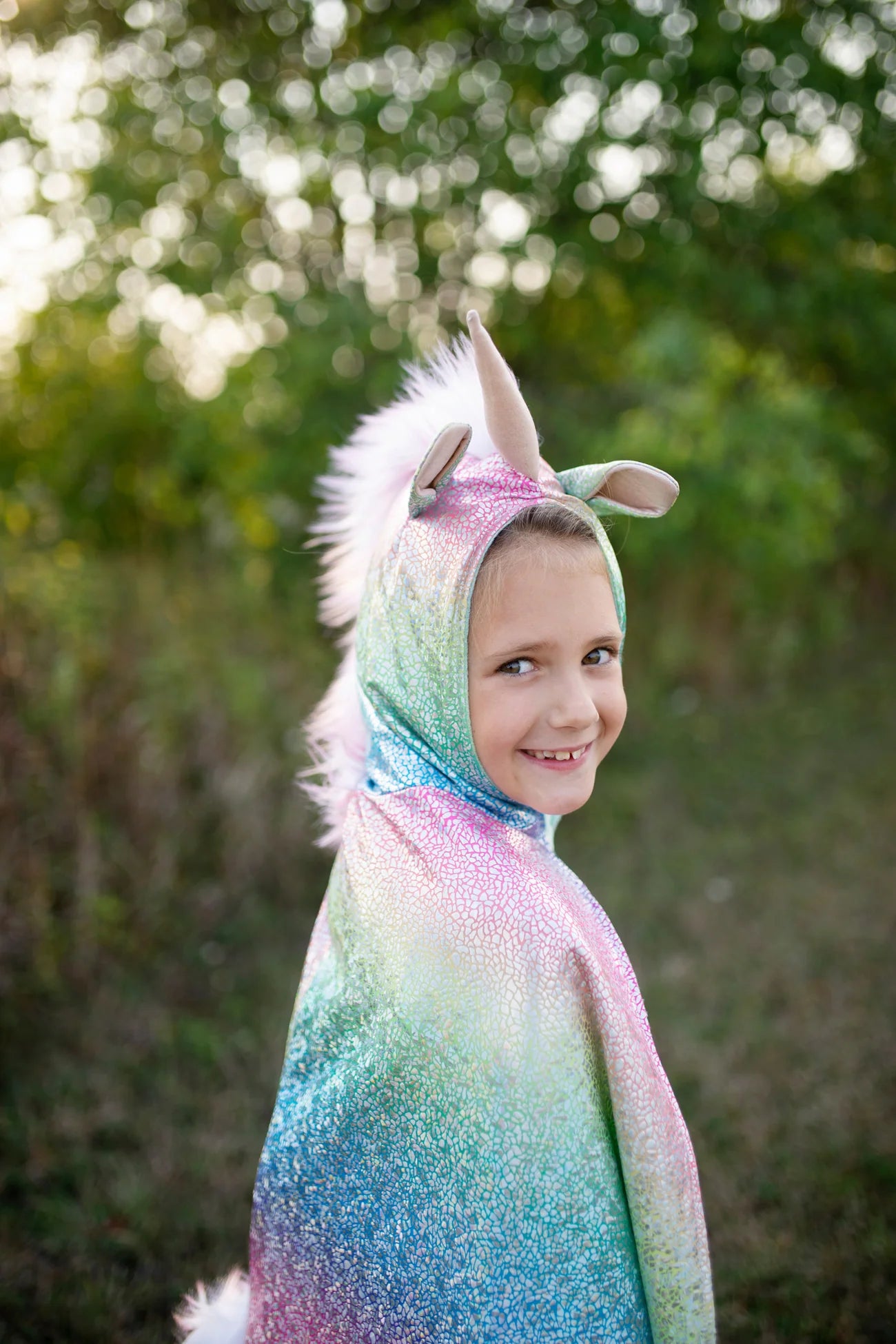 Rainbow Reversible Unicorn dragon Cape
