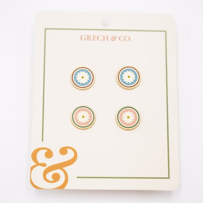Enamel Earrings Set of 2-Flower