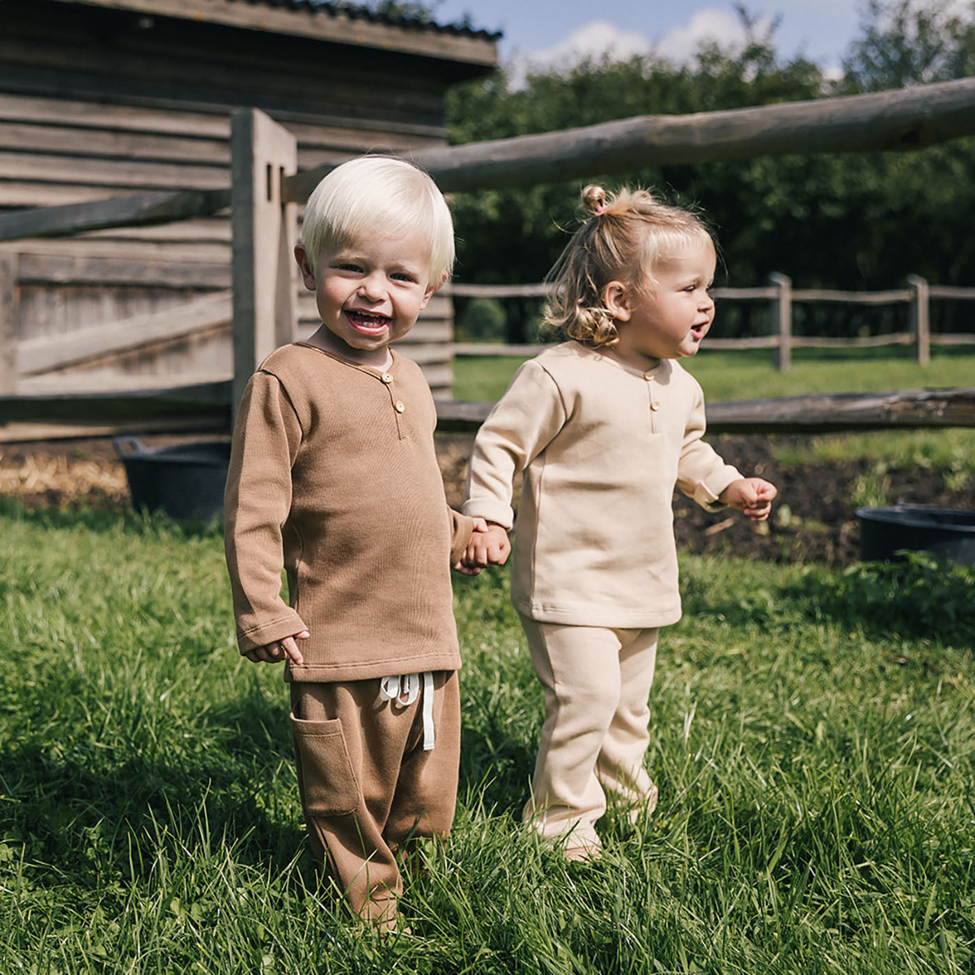 Pima Cotton Flared Pants-Biscotti