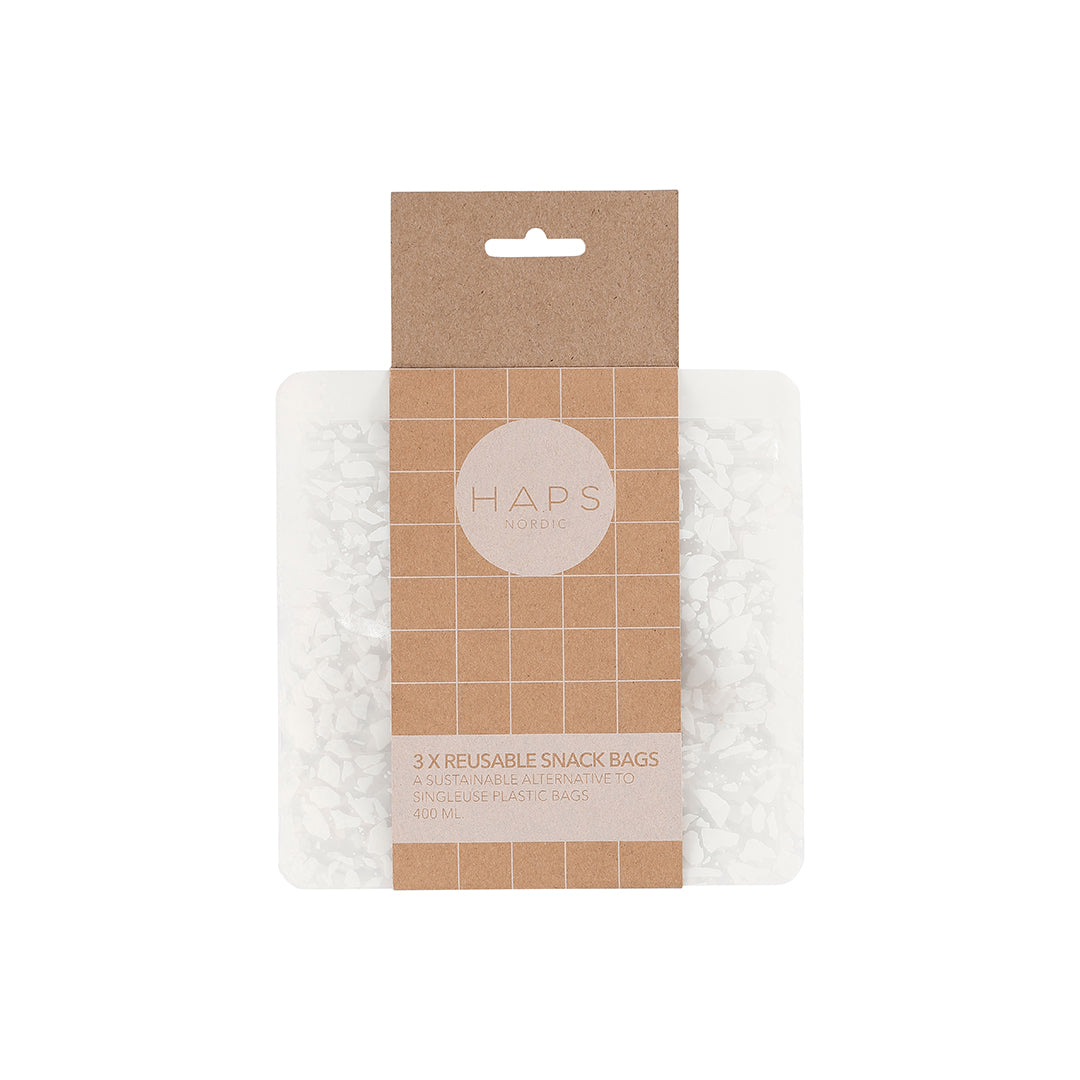 Paquet de 3 sacs à collation réutilisables de 400 ml - Terrazzo 