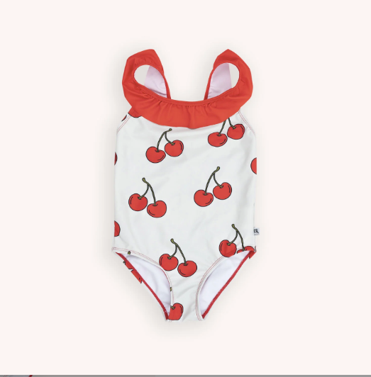 Maillot De Bain Cerise À Volants