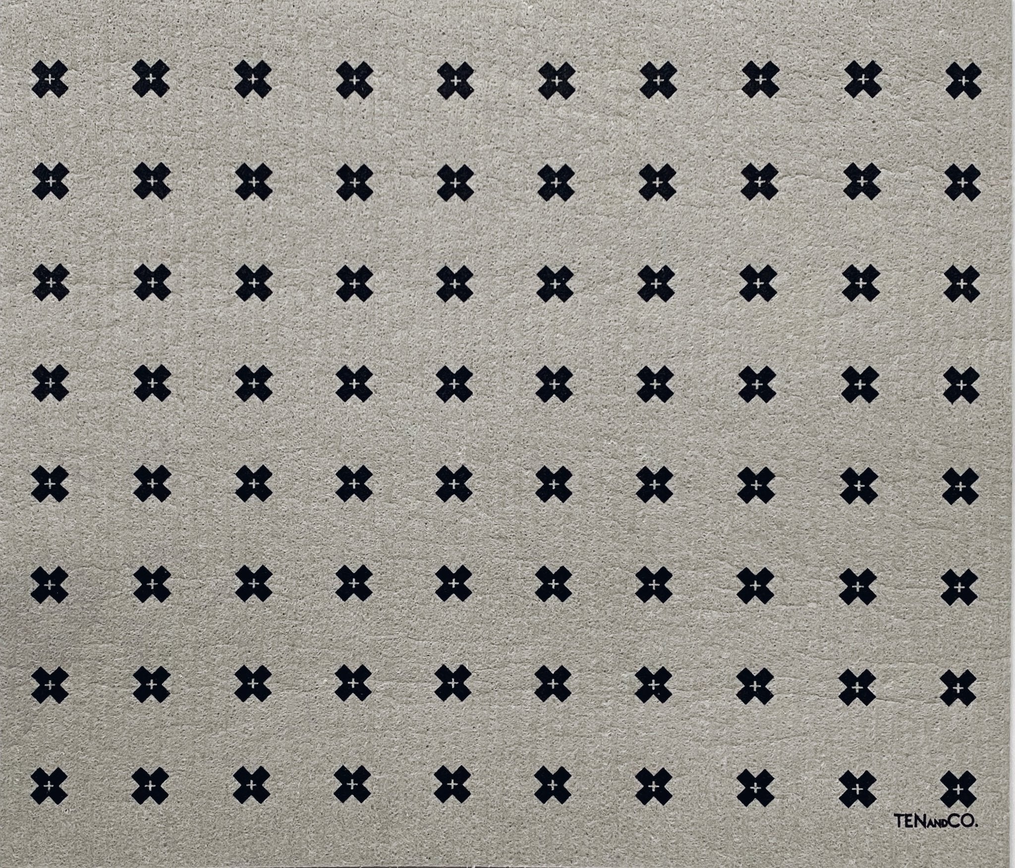 Tiny X Black on Grey Sponge Cloth Mat