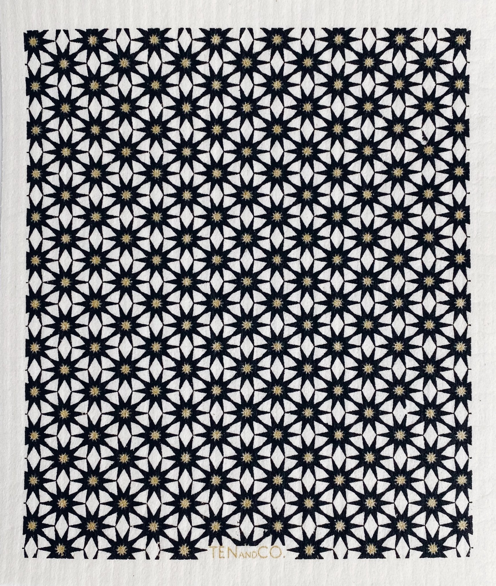 Black and Gold Starburst Sponge Cloth